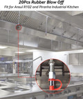 Image of Rubber Blow Off Caps Kit For Ansul R102 And Piranha Industrial Kitchen Fire Suppression Vent A Hood Systems Keep Nozzles Clean And Protected Grease Cap Covers 20 Pack installed in a commercial kitchen.