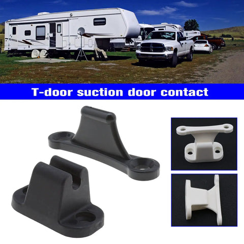 2X T Shape Door Retainer Kit Black Plastic Door Stop Catch Holder Set For Camper RV Motorhome Caravan Campervans Easy Install Durable