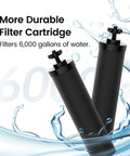 Gravity Water Filter No-Fuss Replacement Kit for Berkey BB9-2 Black and PF-2 Fluoride Filters shown with water splash design