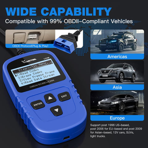 OBD2 Scanner Code Reader For Cars And Trucks With Freeze Frame IM Readiness And Engine Fault Codes Easy DIY Diagnostic Tool