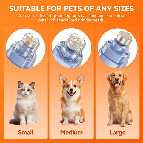 Smooth Sail Five Speed Dog Nail Grinder With Bright Led And Dust Bucket For Zero Drama Furbaby Paw Care USB powered nail grinder heads for all pet sizes.