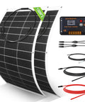 260W 12V Flexible Solar Panel Kit With Dual 130W Mono Panels, 30A Charge Controller, cables and Y branch components
