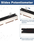 10Pcs Straight Linear Slide Potentiometers 3 Pin B10K 88Mm Length 60Mm Travel 4x10Mm Handle Faders Pro Grade Variable Resistors For Dimming Tuning And Audio Mixer Gear Electronics close-up