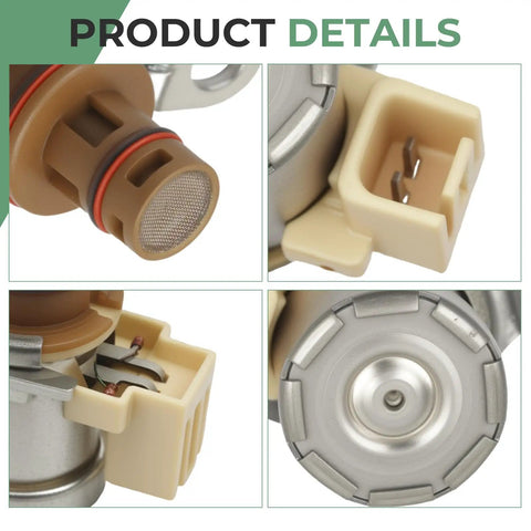 Chrysler Pacifica Dodge Avenger Journey Grand Caravan ProMaster 1500 2500 3500 62TE Transmission Torque Converter Clutch Solenoid Plug And Play Replacement 2007-2021 926-378 5169313AA beige metal connector close-up