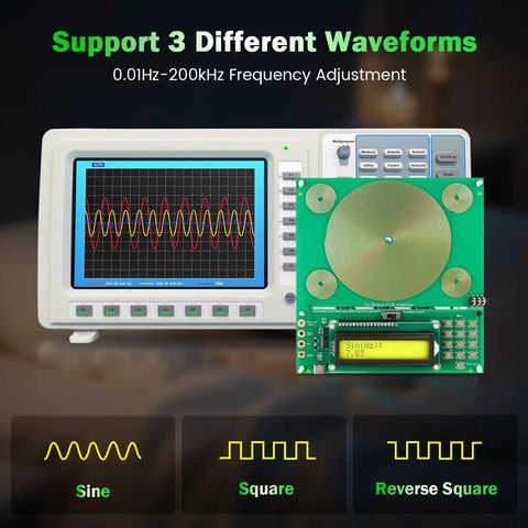 Tunable Frequency Generator For Healing Sine Wave Device From 0.01 Hz To 200000 Hz With 7.83 Hz Default And Preset 10 Hz 40 Hz 174 Hz 285 Hz 396 Hz 417 Hz 432 Hz 528 Hz For Home Use And Wellness, LCD display
