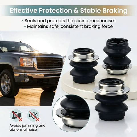 Silicone Brake Caliper Slide Pin Bushing Kit For Front Disc Brakes Calipers 4 Piece Heavy Duty Hardware Set OEM 19203508 shown