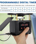 Set It Forget It Digital Auto Deer Feeder Timer Kit With Integrated Solar Panel showing programmable digital timer controls.