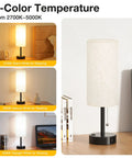 Bedroom Lamps Set Of 2 With 3 Color Modes And USB C And USB A Charging Ports, 2700K To 5000K Nightstand Bedside Lamps Display