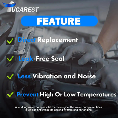 Feature overview of Premium Engine Water Pump Kit With Gasket for V6 3.5 Liter and 4.0 Motors.