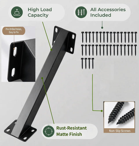 Heavy Duty Pergola Brackets Kit Four Pack Steel Corner Connectors 45 Degree Angle Support Brackets for Wooden Structures Like Treehouse Gazebo Patio Deck and Cabin Tough As Nails All Weather Rust Resistant