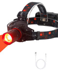 Red Light Hunting Headlamp With Zoomable Beam And 3 Modes, Rechargeable Waterproof Headlamp for camping with USB cable