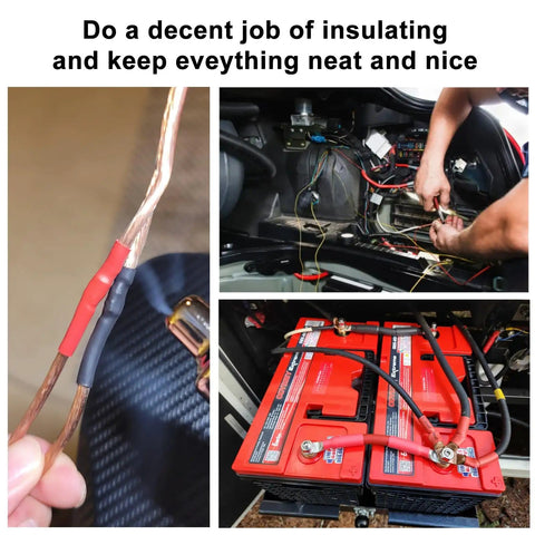 Heavy Duty Heat Shrink Tubing Kit 220 Pcs 3 To 1 Adhesive Lined Marine Grade Black And Red wiring application images