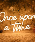 Once Upon A Time Neon LED Light Sign Warm White 15.8 Inch By 8.9 Inch USB Powered 5V Table Decor with Flowers