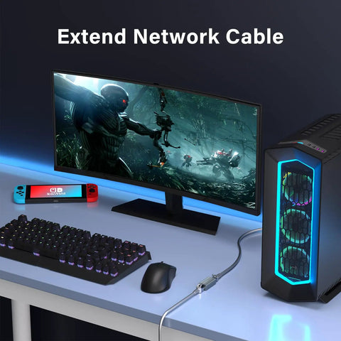 10Gbps Ethernet Extender Pack For Cat8 Cat7 Cat6 Cat5 Cables 328 Feet Long Distance Aluminum Alloy Shell 2 Pack RJ45 Couplers