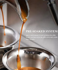 Espresso extraction process using Top Tier Espresso Machine With Built In Conical Burr Grinder And Thirty Adjustable Levels Twenty Bar High Pressure Pump.