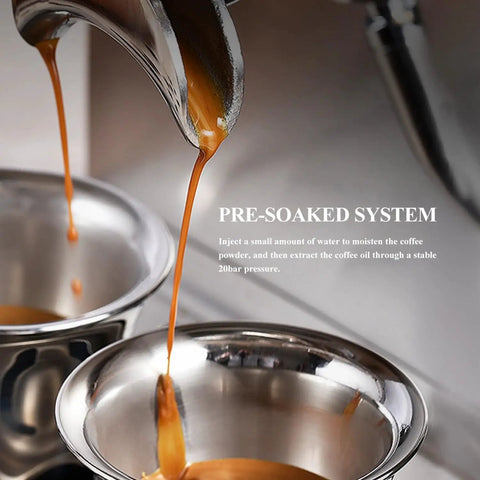 Espresso extraction process using Top Tier Espresso Machine With Built In Conical Burr Grinder And Thirty Adjustable Levels Twenty Bar High Pressure Pump.