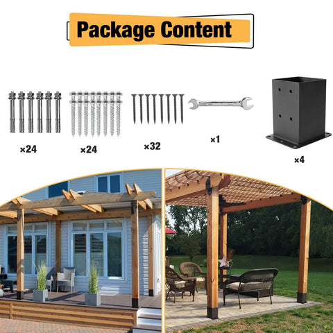 Heavy Duty 4x4 Post Base Brackets Set Of 4 For Outdoor Decks Built To Last Powder Coated Steel Rust Resistant Great For Deck Railing Pergola And Pavilion Support Bases Inner Size 3.6 x 3.6 Inches