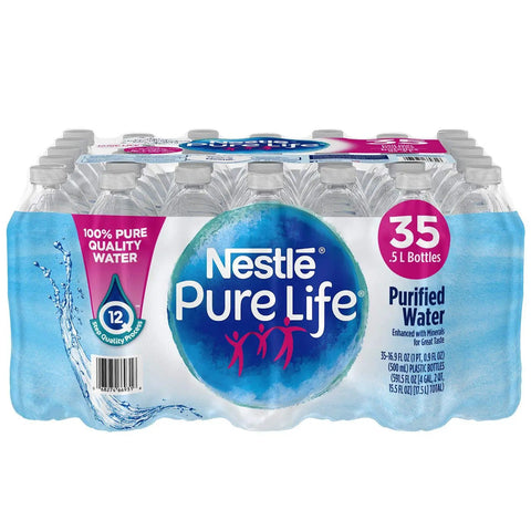 Purified Water Bottles 16.9 Oz Bulk Case Pack With 35 Bottles Per Carton for Office Gym Travel Hydration On The Go.