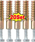 Heavy Duty Wall Anchor Screw Kit For Concrete With Serrated Self Drilling Plugs No Prep Install Rust Resistant Yellow Zinc Plated Carbon Steel Ideal For Mounting Shelves TVs Cabinets Mirrors And More, 20 set