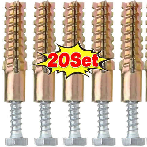 Heavy Duty Wall Anchor Screw Kit For Concrete With Serrated Self Drilling Plugs No Prep Install Rust Resistant Yellow Zinc Plated Carbon Steel Ideal For Mounting Shelves TVs Cabinets Mirrors And More, 20 set