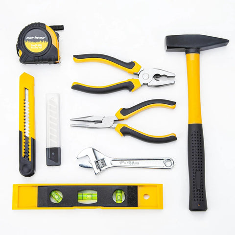 57 Piece Home Tool Kit With Durable Plastic Toolbox For Quick Home Repairs And DIY Projects, Includes Hammer, Pliers, and Wrench