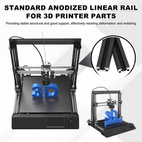 Two Pack 350mm 1020 Aluminum Extrusion Profile European Standard Anodized Linear Rail For 3D Printers CNC Machines Black Ideal For DIY Projects And Custom Builds With 6063 Aluminum Alloy used in a 3D printer frame