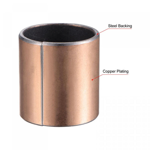 Heavy Duty Sleeve Bearing Oilless Bushing Plain Bearings with 28mm Bore, 32mm Outside Diameter, 40mm Length, steel backing, and copper plating.