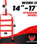 Illustration of Beefy 2 Pack Tow Dolly Straps With Flat Hooks For 14 To 17 Inch Wheels, 10000 Lbs Break Strength, dimensions shown