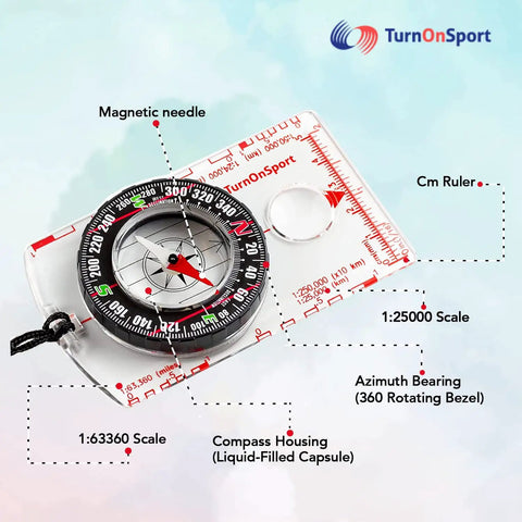 Hiking And Backpacking Compass For Quick Navigation Dope Field Tool with 360 Degree Bezel And Liquid Filled Needle.