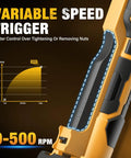 Cordless Three Eighth Inch Ratchet Wrench Packing Eighty Eight Foot Pounds Of Real Deal Power Running Smooth At Five Hundred Rpm with variable speed trigger