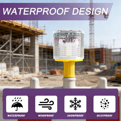 Solar Powered 360 Degree Strobe Warning Light With Auto On Off For Construction Sites Docks Marine And Factory Safety