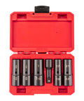Half Inch Drive Deep Thin Wall Impact Flip Socket Set Six Piece With Case And Three Inch Extension Bar For Wheel Service