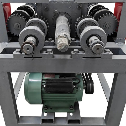 Techtongda Electric Pipe Tube Bender Roller 2.2KW Multi-Function Steel Bar Bending Machine for Round And Square Pipes showing motor and gears.