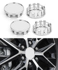 Heavy Duty Abs Wheel Center Hub Covers 4 Pack Snap On Rim Caps Universal Fit For Trucks Suv Cars Impact Resistant shown on alloy wheel.