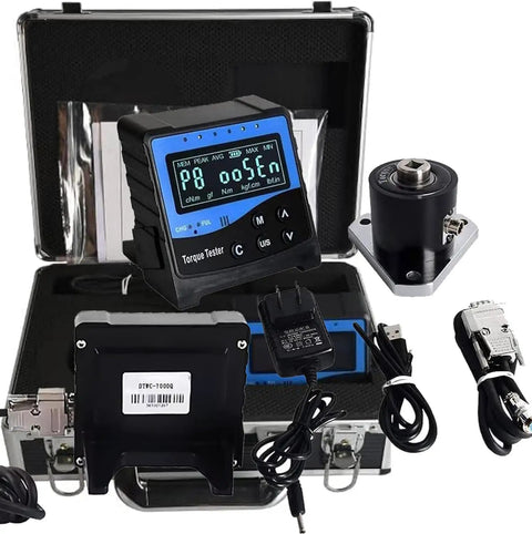 Digital Torque Calibrator And Tester For Auto Repair And Construction Pro Grade Gear 550Nm Torque Calibration Tool With 55.0 To 550.0 Nm Range Plus One Percent Accuracy 2000 Data Storage Clockwise And Counterclockwise Modes. handheld digital torque tester kit in case, with sensor and cables
