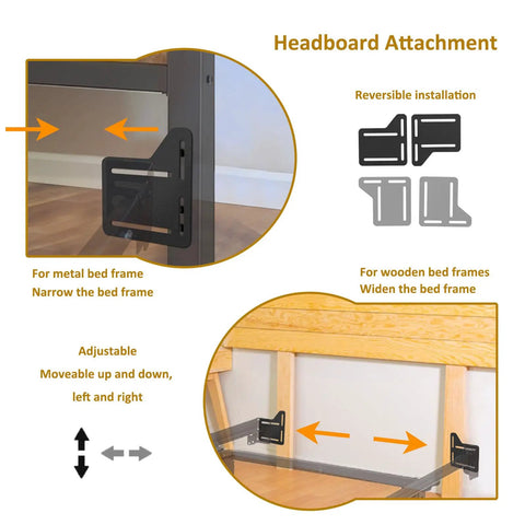 Heavy Duty Bed Frame Brackets For Headboard Adapter Connector Includes Two Rock Solid Steel Conversion Plates With Sleek Black Finish Provides Badass Grip On Queen King Or Full Size Frames Every Time adjustable installation for metal and wooden bed frames