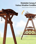 Heavy Duty Six Point Six Foot Porch Swing Frame With Adjustable Canopy Built To Last Wooden A Frame Stand Supports Up To 660 Lbs