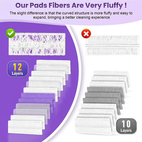 12 Pack Disposable Power Mop Refills For Swiffer Power Mop, Quick And Easy Floor Cleaning Pads, Compatible With Swiffer Power Mop Wood, Superior Absorbency For Hardwood And Tile, Mess Free Cleanup On The Go, 12-layer fluffy pads