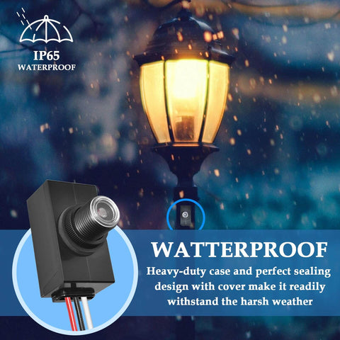 2 Pack Auto On Off Outdoor Dusk to Dawn Photocell Sensor For Post Lights Flood Lamps And LED Fixtures Waterproof 100 to 277V