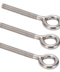 Heavy Duty Stainless Steel Lifting Eye Bolts 304 Grade M6x73 10 Pack Lift Eye Hooks For Machinery Outdoor And Damp Environments Smooth Finish Durable Eye Nut Screws For Safe Hoisting, three bolts