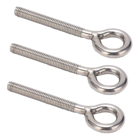 Heavy Duty Stainless Steel Lifting Eye Bolts 304 Grade M6x73 10 Pack Lift Eye Hooks For Machinery Outdoor And Damp Environments Smooth Finish Durable Eye Nut Screws For Safe Hoisting, three bolts