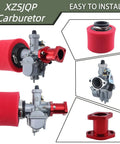 Bolt-On Carburetor Upgrade Kit For Predator 212cc And Honda Clone Engines displayed with carburetor, air filter, manifold