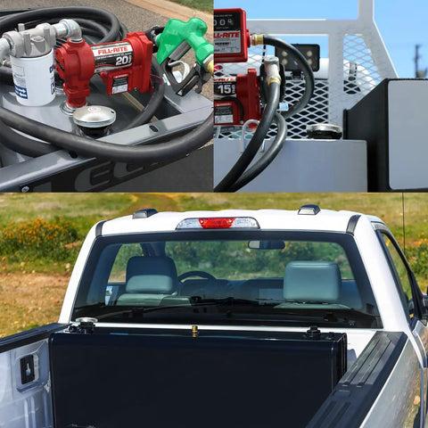 Vented Diesel Fuel Cap With 2 Inch Threaded Neck For Transfer Tanks And Diesel Fuel Tanks Venting Pressure Gas Fill Lid shown on truck