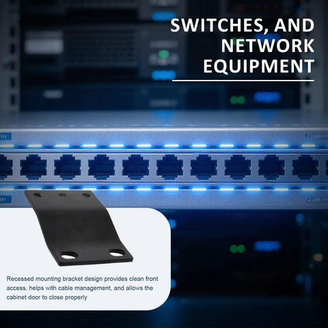 1U Rack Adapter Bracket Converts 23 Inch Rack To 19 Inch Mounting For Servers And Network Gear in front of network equipment