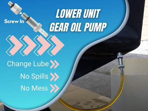Lower Unit Gear Oil Pump For Standard Quart Bottles With 3/8 Inch Metal Swivel And 8mm And 10mm Adapters Fits Mercury And Most Marine Outboard Motors Not Compatible With Volvo Penta
