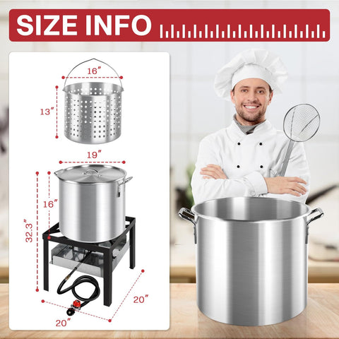 60 Quart Crawfish Boiler Outdoor Seafood Boil Kit With Dustproof Cover And 12 Inch Skimmer Included 110000 BTU Propane Jet Burner