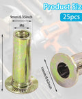 25Pcs M6 Multi Grip Rivet Nuts Pre Bulbed Shank Carbon Steel Zinc Plated Flat Head Threaded Insert Nuts Set dimensions