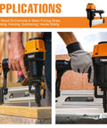 Heavy Duty 14-Gauge Pneumatic Concrete Nailer for five eighths to two and a half inch nails in wood-to-concrete application.
