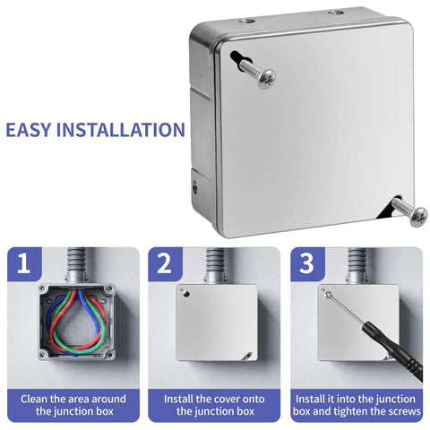 5 Pack Metal Electrical Box Cover Plates With Mounting Screws Included For 4 Inch Square And Octagonal Boxes, installation steps