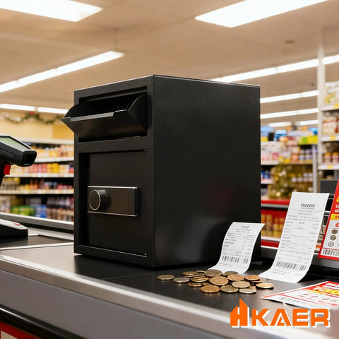 Heavy Duty Depository Drop Safe With Front Drop Slot And Fireproof Construction, Digital Combination Lock on counter